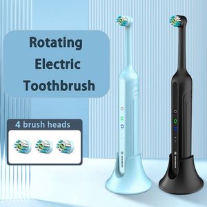 Cepillo de dientes eléctrico para blanquear los dientes para adultos, protección del hogar, cerdas suaves impermeables con 4 cabezales de repuesto