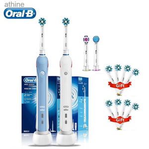 Brosses à dents électriques Têtes de rechange Brosse à dents Oral B Pro2000 4000 Rotation Brosse à dents propre avec capteur de pression 3D Extra 8 recharges YQ240124