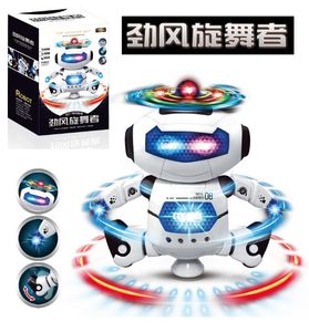 Jouets électriques Robot rotatif de danse avec lumières LED Jouet d'intelligence d'explosion de musique avec alimentation directe par batterie en gros en Chine
