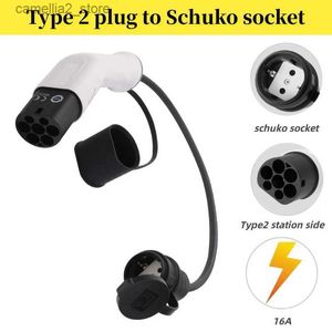 Accessoires pour véhicules électriques 16A Type2 à SCHUKO Type électrique 2 Prise latérale de charge Prise Schuko Adaptateur EV Connecteur de chargeur EVSE Q231113