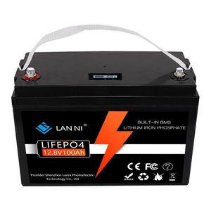 Batteries de véhicules électriques La batterie Lifepo4 12V100Ah a un affichage BMS intégré qui peut être utilisé pour le chariot élévateur de chariot de golf de téléphone portable CA Dhrpz