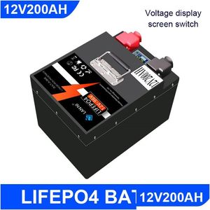 Batteries de véhicules électriques Batterie Lifepo4 avec Bluetooth intégrée BMS Affichage 12V 200AH Taille acceptable personnalisée adaptée à la voiturette de golf Dhhno