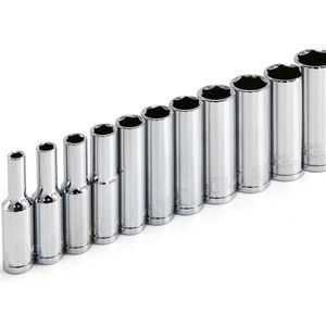 Electric Wrench 11pcs Metric Long Chrome Socket Set 1/4-Inch Drive 6-Point Deep From 4 Mm To 14 Professional Grade 230510