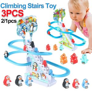 ElectricRC Animaux Enfants Escalade Électrique Escaliers Jouet DIY Petit Dinosaure Rail Course Piste Musique Rouleau er Canard Pour Bébé Cadeau 230922