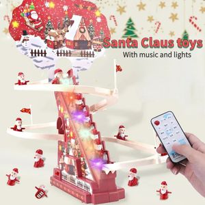 ElectricRC Animals Santa Claus Climbing Stairs Early Education Electric Track Light Music Christmas Halloween Gift Childrens Electronic Toys 231122