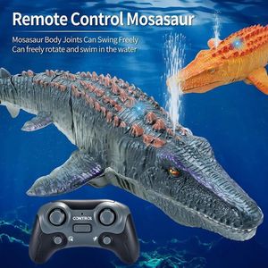 ElectricRC Animaux Simulation 24G Télécommande Électrique Dinosaure Jouet Cadeau Enfants Mosasaure Pulvérisation Garçon Eau Sans Fil E2Q6 230807