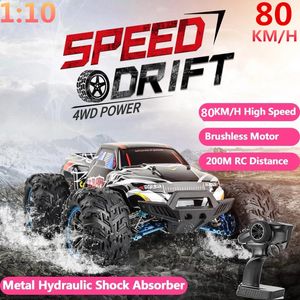 ElectricRC Voiture Haute Vitesse 80KMH 4WD Brushless Offroad Télécommande Métal Hydraulique Alliage 200M Drift Racing Buggy RC Camion Modèle Jouet 230612