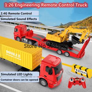 ElectricRC Car Kids Toy RC Truck Faros de alto brillo Efectos de sonido simulados 61 CM Control remoto súper grande Transporte de ingeniería 230807