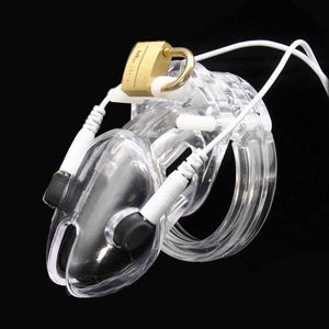 Electro Shock Chastity Cage CB6000s Penis Lock Sleeve Cbt Plastic Cock Cage Sex Toys Pour Hommes Dick Ring Male Chastity Device P0826