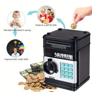 Tirelire électronique automatique Mini coffre-fort pièces de monnaie économie d'argent tirelire mot de passe compteur Code serrure à clé banque de pièces ATM enfant cadeau 240222