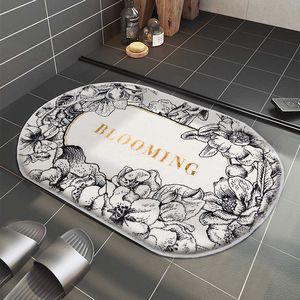 Elegante baño alfombra decoración absorbente antideslizante hogar y productos de cocina alfombra europea pastel suave terciopelo estera para la puerta 210727