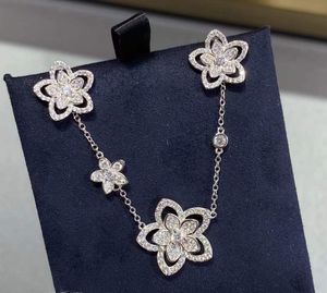 Elegante collar de flores de cristal, colgante de circón de Plata de Ley 925, joyería fina de boda, gargantilla de cadena de un solo diamante para mujer