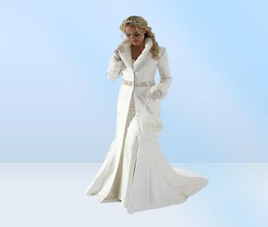 Vestidos de novia de piel de piel elegante para la chaqueta nupcial Cuello de la solapa del nupado Caones de invierno de manga larga para la boda Bolero Plus Tamaño 8971033