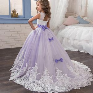 Robe longue élégante robe de princesse dentelle fleur fille robe de soirée de mariage enfants vêtements enfants robes pour filles 6-14 ans