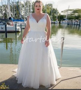 Vestido de novia elegante de encaje de talla grande 2024, cuello en V, largo hasta el suelo, corsé con cordones, vestido de novia de playa, vestido de novia Civil elegante de campo, vestidos blancos sexis de novia mariage