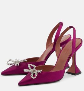 Chaussures sandales de saison élégante Amina Italie ami Pumps Muaddi Begum Blanc noir Patent cuir pyramide haut talon pointu