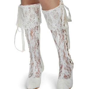 Bottes élégantes Sexy Lady printemps dentelle pompes 2 pouces talon moyen robe de soirée de bal blanc bout pointu mariage de mariée