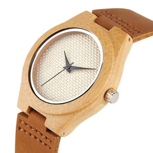 Élégant tissage tresse tricot Design en bois montre à Quartz taille Standard pour femmes dame fille spécial bambou femme montres-bracelets