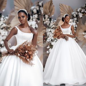 Vestidos De Novia africanos blancos elegantes, vestidos De Novia De satén, Vestido De segunda recepción sin mangas, Vestido De Novia hecho a medida 2022