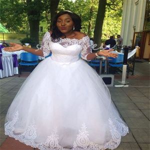 Elegante vestido de novia sudafricano blanco con mangas Estilo rústico Vestido de novia bohemio Apliques de encaje Una línea Vestidos de novia Vestidos de novia negros para mujer 2024