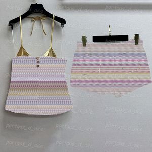 Sexy Women Tanks Bra Sinlet Tops Shorts Set Colorful Elegant Sumy Summer Place Pool Party Party Stronts courtes tenues Couleur de contraste lié