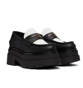 Mocasines Carter elegantes para mujer, zapatos con letras, suela de plataforma de goma, piel de becerro, negro, blanco, informal, Oxford, mocasín cómodo para caminar, EU35-40