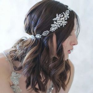 Femmes élégantes Girl White Rinestone Crystal Lave Pearl Flower Bridal Wedding Hair Band Bandband Part