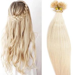 ELIBESS entier 300spack 1gs 20quot Ongles à la kératine u Tip Extensions de cheveux humains cheveux indiens 613 60 blond platine dhl rapide 7756384