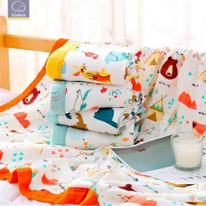 Elinfant 1 Pcs 4 couches Mousseline 100% Coton Bébé Swaddles Doux né Couvertures Noir Blanc Gaze infantile wrap sleepsack swaddle 210823