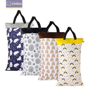 Elinfant 40 * 70 cm Bolsa de cubo húmedo / seco colgante grande para ropa de pañales de tela con dos bolsas de pañales impermeables con cremallera Paquete de pañales para bebés 210312