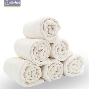 Elinfant 6 unids/lote 100% algodón suave sin blanquear para suavidad y absorción rápida inserto de pañal de tela predoblado para bebé 211028