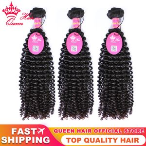 Kinky Curly 1 3 4 Bundles Brasileño Virgin Raw Hair 100% Cabello humano sin procesar que teje Color natural Queen Hair Tienda oficial