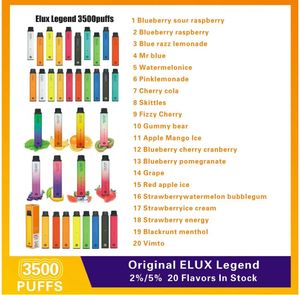 Elux Legend Cigarettes électroniques jetables 3500 Puffs Vape Pen 1500mAh Batterie Vaporizer Stick Kit de vapeur 0% 2% 3% 5% 10 ml Barre geek pré-remplie elf lux Tastefog