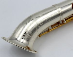 Saxofón Soprano recto con campana tipo J curvado chapado en plata EM Pro Saxello