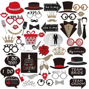 Gaufrage Nouveau M. Mme Just Married Photobooth Accessoires Photo Lunettes Drôles Décoration De Mariage Anniversaire Photo Booth Accessoires Graduation Party Masque