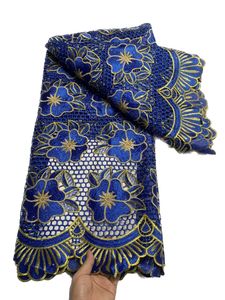Bordado guipur cordón de poliéster malla de encaje tela de diamantes de imitación vestido floral africano fiesta boda 5 yardas artesanía de costura moderno exquisito estilo nigeriano 2023 YQ-1093