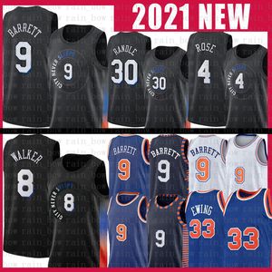 Maillot de basket-ball RJ Barrett Julius Randle pour hommes 9 30 Kemba Walker Derrick Rose Chemises Patrick Ewing Black City 8 4 33 Maillots