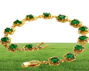 Bracelet émeraude bijoux scintillants or jaune 18 carats rempli filles femmes Bracelet chaîne de poignet cadeau 18 cm de Long beau cadeau 274R8168203