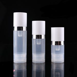 Vacío 5 ml 10 ml botellas sin aire Botella de vacío transparente Botella de loción con cubierta de anillo de plata Packaging Cosmetic DH8776