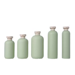 Botella de loción de emulsión de plástico verde vacía Envase cosmético Champú Gel de ducha Recipiente recargable de hombro redondo 200ml 250ml 300ml 400ml 500ml