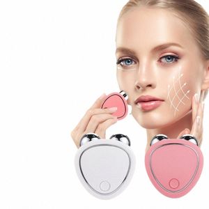 Ems Masajeador facial Microcorriente Máquina de estiramiento facial Rodillo Apriete Rejuvenati Belleza Piel Antiarrugas Quema de grasa Adelgazamiento 97Tn #