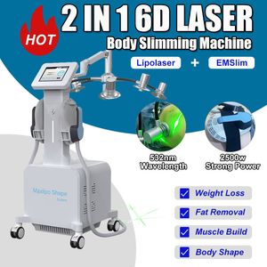 EMSlim Machine Muscle Building Butt Lifting 532nm 6D Laser Minceur Perte de poids Enlèvement de graisse Anti Cellulite Corps Raffermissant Portable 2 EN 1 Appareil de Salon à Usage Domestique