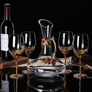 Copa de vino de cristal de color de esmalte Conjunto de la copa de vino de estilo europeo de estilo europeo Copa de vinos extranjeras Regalo de boda 23122222