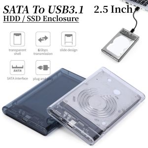 Enceinte de 2,5 pouces Case de disque dur externe SATA à USB3.1 Enceinte de disque dur 6Gbps USB3.1 TO TYPEC SATA HDD SSD Hard Drive pour ordinateur portable