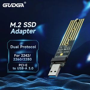 Enclosure Adaptateur SSD Gudga M.2 à USB 3,1 M2 NVME SATA NGFF PCIE ENCLOSOIRE Double protocole 10 Gbit