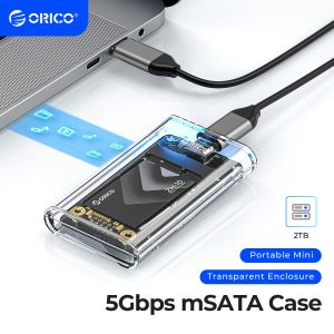 Enclosure Orico Mini MSATA SSD Case à USB 3.2 Gen1 SSD Adaptateur Adaptateur externe transparent 5 Gbit / s pour MSATA NGFF SSD