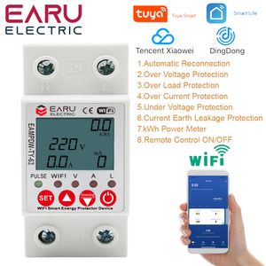 Energy Meters 2P 63A TUYA APP WiFi Smart Circuit Earth Leakage Over Under Voltage Protector Relay Device Switch Breaker Power kWh Meter 230428
