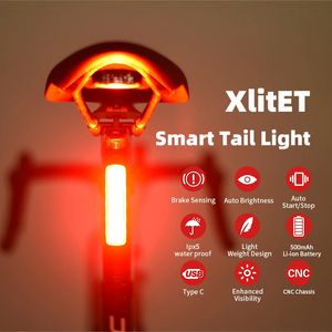 Enfitnix XlitET Feux arrière de vélo StartStop automatique Feu arrière intelligent USB Type C Charge Lumière de détection de freinage étanche 240311