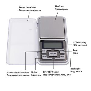 Mini báscula electrónica de bolsillo de estilo inglés con caja de venta al por menor 100 g / 0,01 g 200 g / 0,01 g 300 g / 0,01 Básculas digitales Básculas de joyería de precisión, gramo de equilibrio de peso de retroiluminación