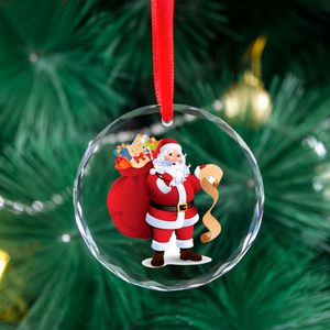 Gravure Impression laser ou UV vierge pour ornement décoratif de Noël en verre Crystal clair de Noël suspendu 1113 F Décative